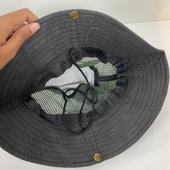 Two-Tone Outdoor Olive Green Black Boonie Hat  Mesh Vent Adjustable Size - Picture 5 of 5